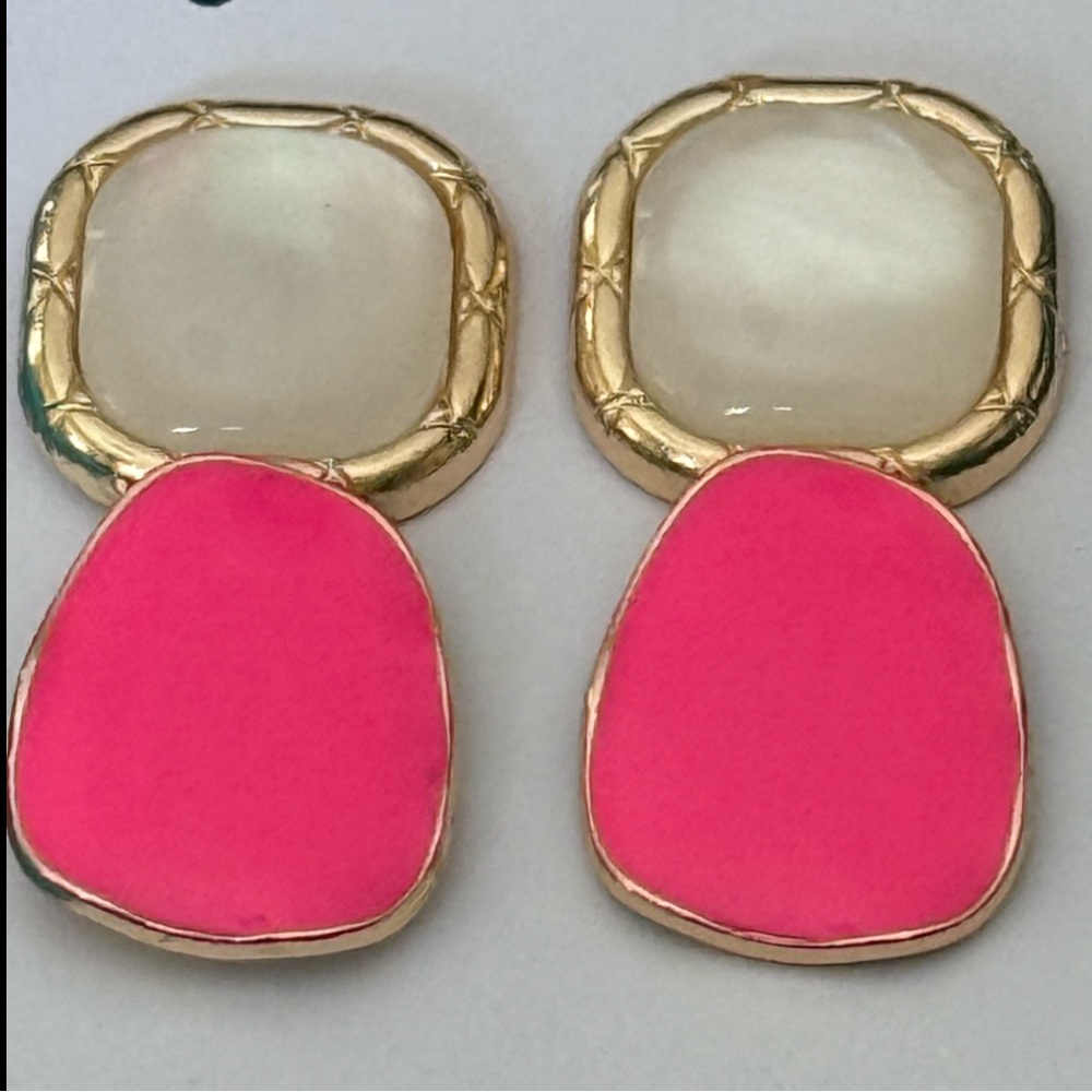 Pink Gold Mother of Pearl Statement Earrings